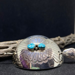 Vintage Native American Silver & Turquoise Hair Accessory Turquoise and Silver Hair Barrette, Native American Hair  main image 4