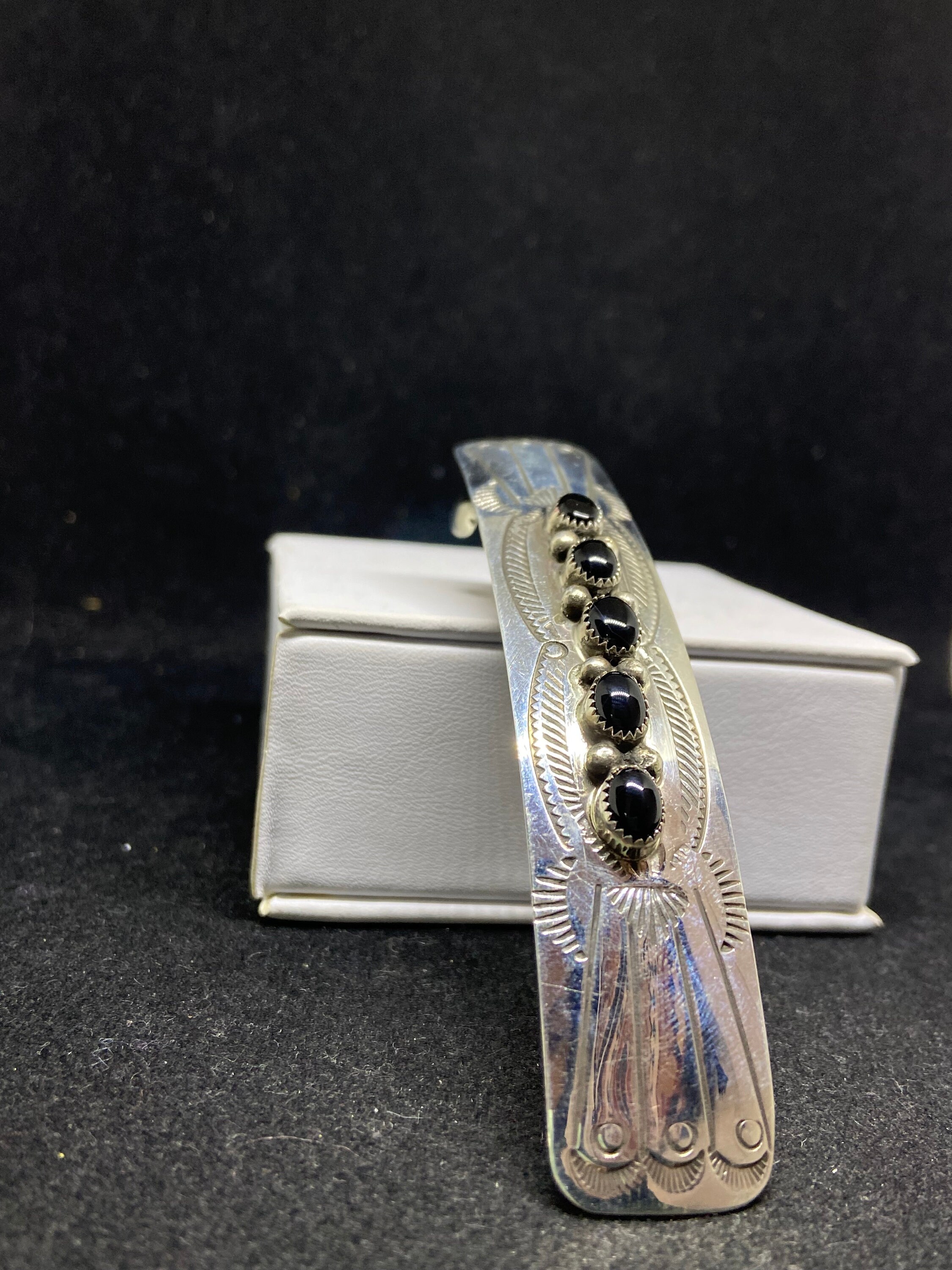 Handmade Native American Navajo Black Onyx Sterling Silver  display picture 3