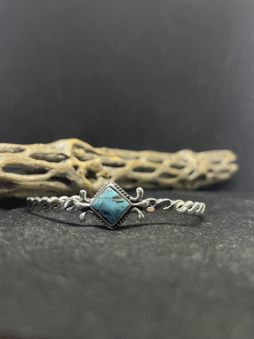 Handmade Native American Navajo King Man Turquoise Sterling Silver Cuff ...
