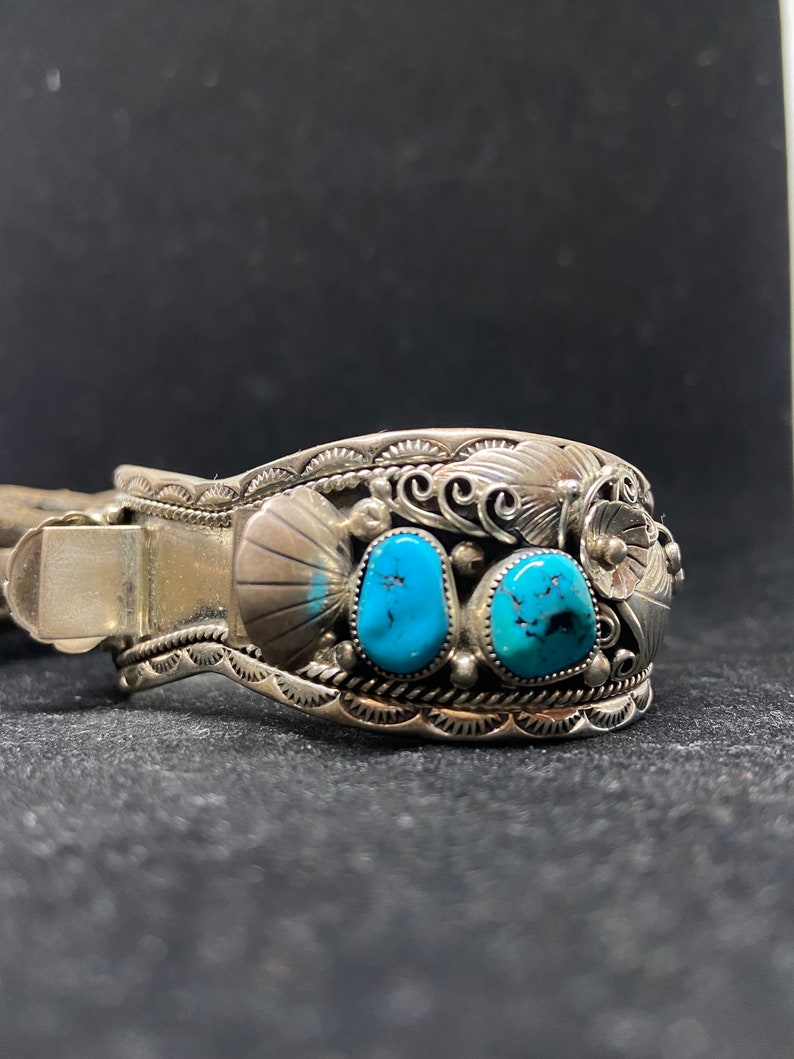 Handmade Native American Navajo King Man Turquoise Sterling Silver ...