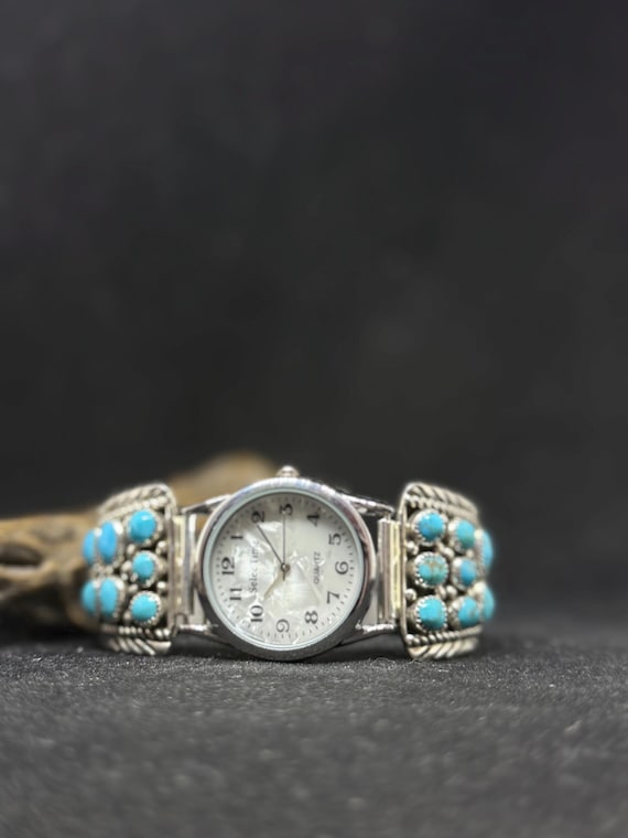 腕時計 Arizona Turquoise Indian Watch Hand Made Handmade Native American Navajo King Man Turquoise Sterling Silver