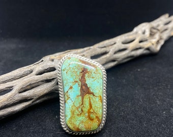 Handmade Native American Navajo Royston turquoise sterling silver ring size 10.5 stamped sterling