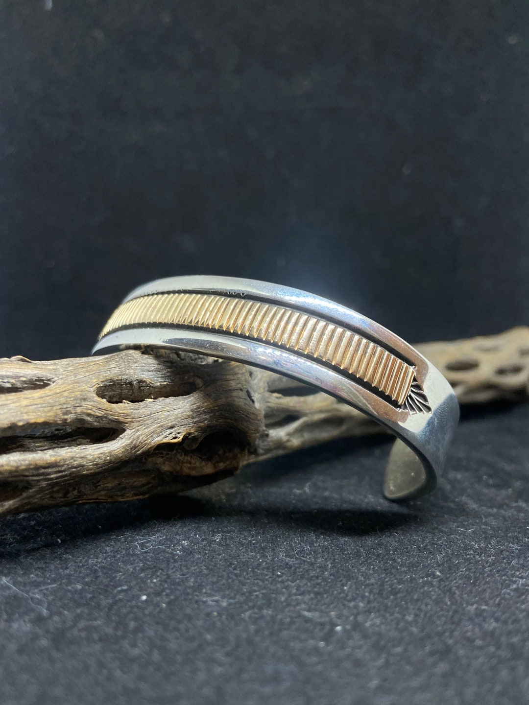 Navajo Bruce Morgan Sterling ツイストバングル Statement Vintage HEAVY Bruce Morgan Navajo 14k Gold
