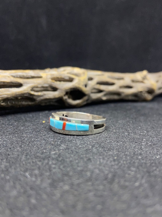 Handmade Native American Zuni Inlay Ox Blood Coral & Sleeping