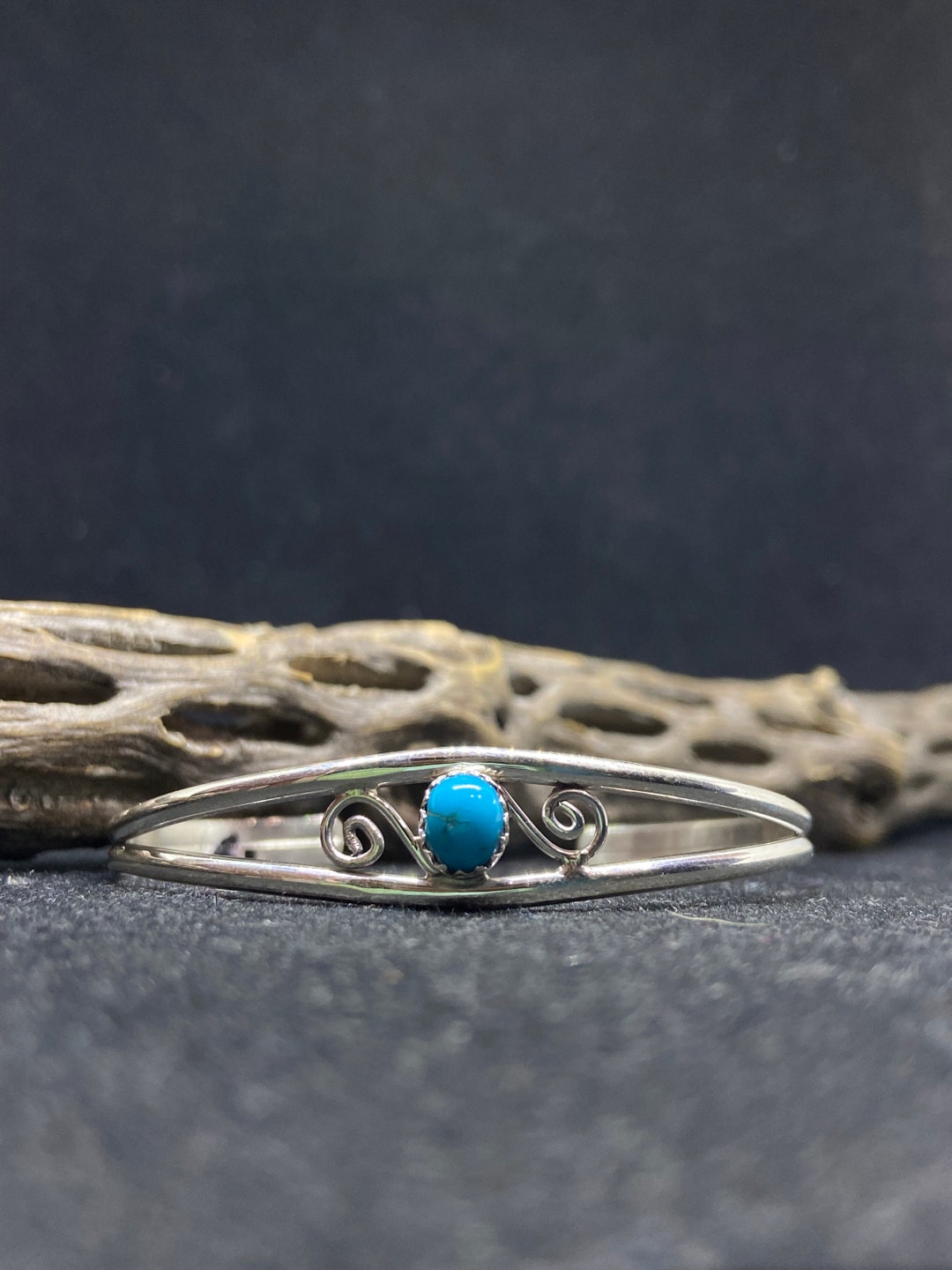 Handmade Native American Navajo King Man Turquoise Sterling Silver Cuff ...