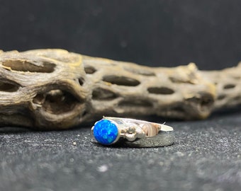 Handmade Native American Navajo Blue Fire Opal Sterling Silver