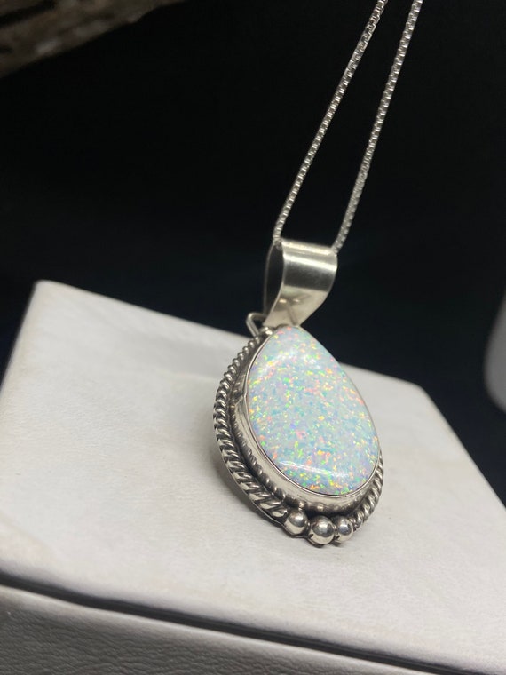 Rare Native American Navajo Royston Turquoise Fire Opal Sterling Silver Necklace Rare Native American Navajo Royston Turquoise Fire Opal Sterling Silver Necklace