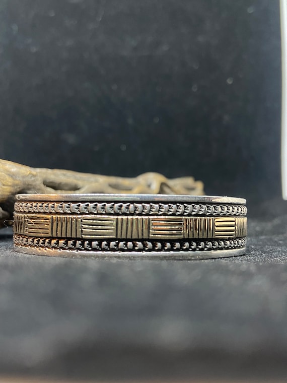 Bruce Morgan Vintage Native American Navajo Sterling Silver 14k Gold Bracelet Bruce Morgan Vintage Native American Navajo Sterling Silver 14k Gold Bracelet