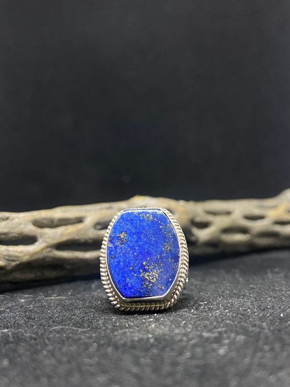 Rare Vintage Zuni Native American Us Flag Lapis Coral Sterling Silver Ring Rare Vintage Zuni Native American Us Flag Lapis Coral Sterling Silver Ring