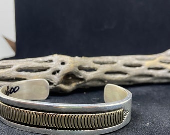 Handmade Native American Navajo 14 Karat Gold & Sterling