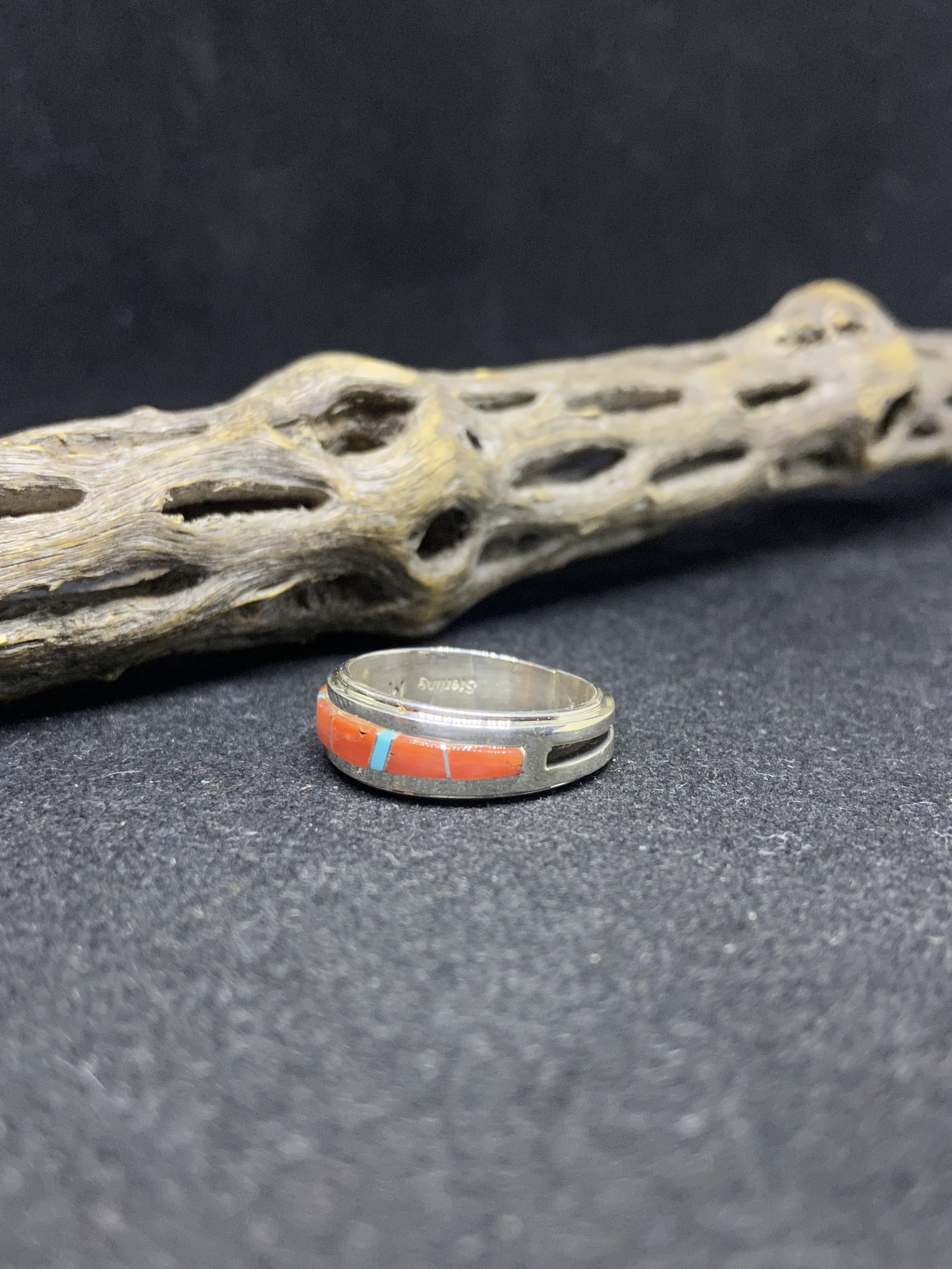 Handmade Native American Zuni Inlay Orange Spiny Oyster Shell