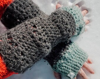 Cozy Wool Blend Crochet Arm Warmers