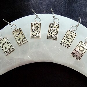Tarot Card Earrings - Choose The Sun, The Moon, or The Star | Mystical Jewelry | Tarot Inspired Earrings