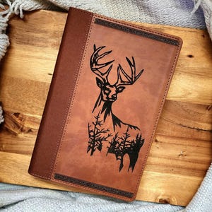 Wild Buck NIV Leather Bible | Personalized Leather Bible | Imitation Leather Bible | Large Print NIV, Red Letter | Deer Hunter Bible