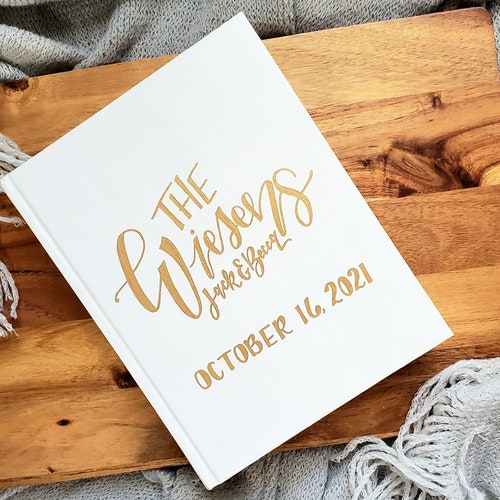 Front Cover Textonly Painted Wedding Bible Guest Book Etsy