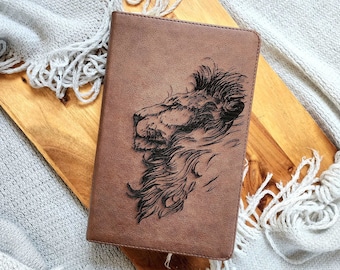 Majestic Lion Leather Bible | Personalized Leather Bible Cover | Engraved Leather Bible | Lion Bible | Bible with Lion | Imitation Leather