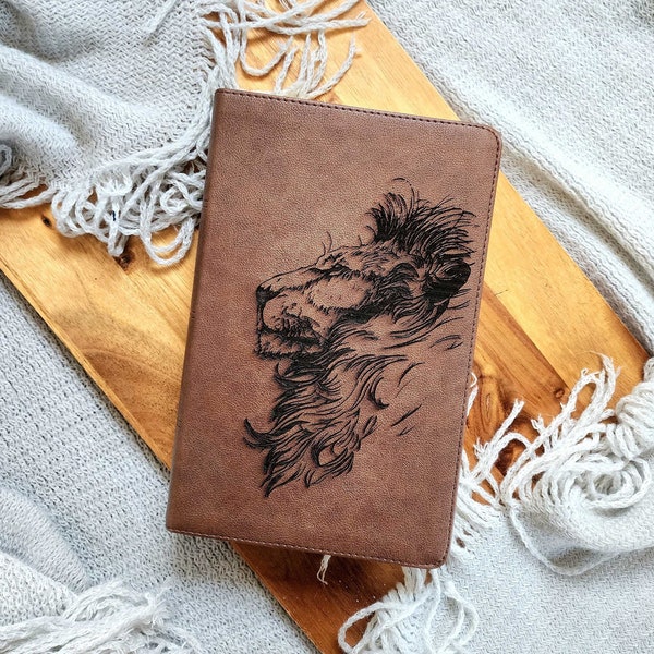 Majestic Lion Leather Bible | Personalized Leather Bible Cover | Engraved Leather Bible | Lion Bible | Bible with Lion | Imitation Leather