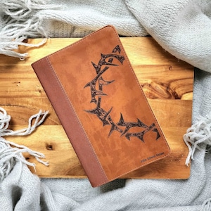 Crown of Thorns NIV Leather Bible | Personalized Leather Bible Cover | Imitation Leather Bible | Large Print NIV, Red Letter, Leathersoft