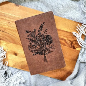 Wildflower Bouquet Personalized Leather Bible | Imitation Leather Bible With Flowers | Personalized Bible | Floral Leather Bible Cover