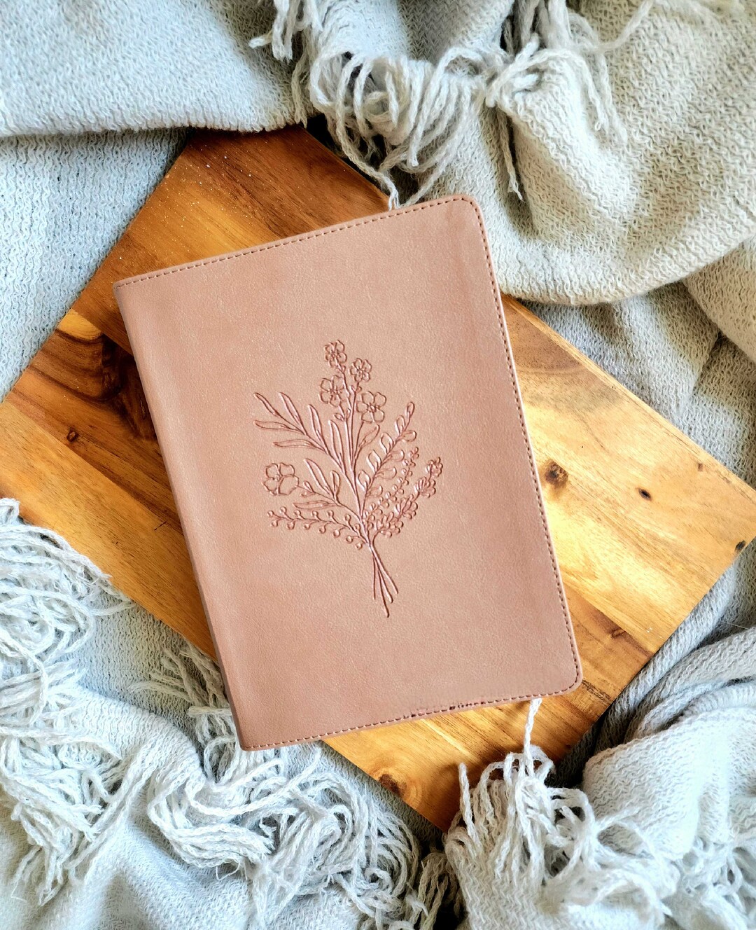 Dainty Wildflower Personalized CSB Leather Bible Rose Gold or Champagne