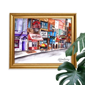Nashville Broadway Street Print | Nashville Watercolor Print | Nashville Downtown Wall Art Travel Lovers Art Print | Nashville Gift Idea