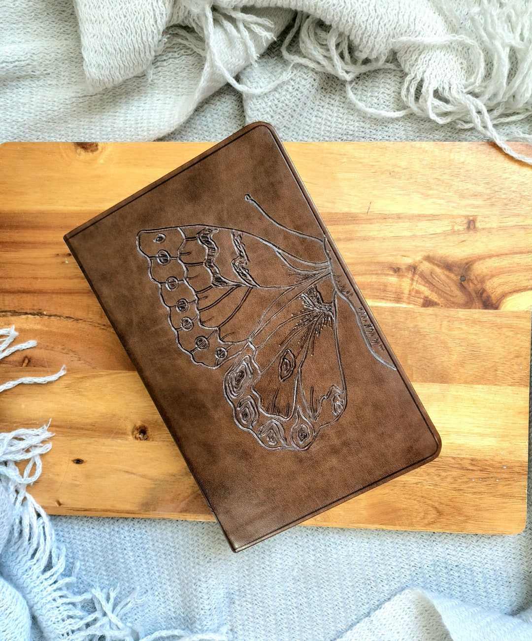 Butterfly Engraved Leather Bible Personalized Leather Bible Cover