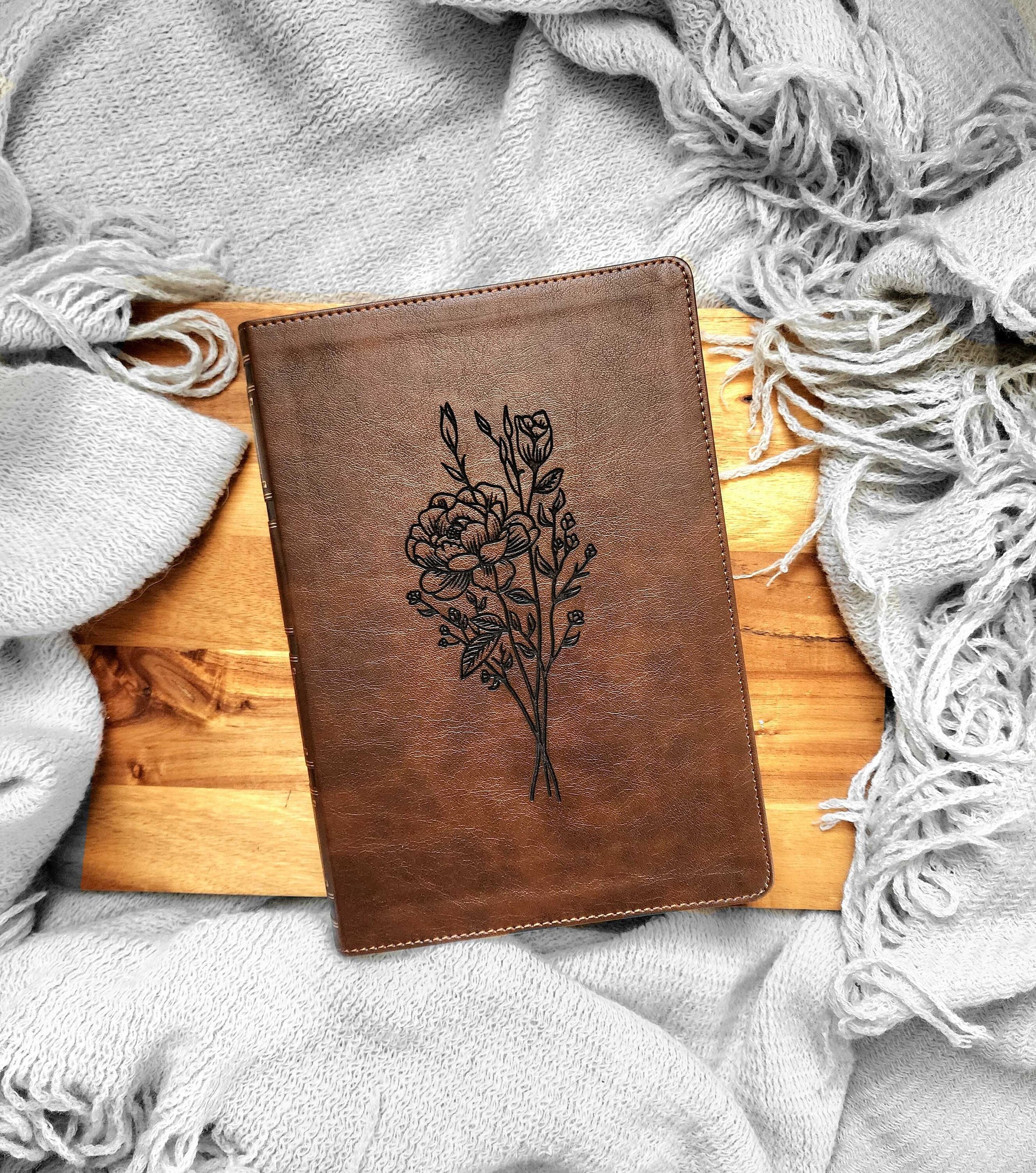 Peony Bouquet Personalized Leather Bible | Imitation Leather Bible With Flowers | Personalized Bible | Floral Leather Bible Cover