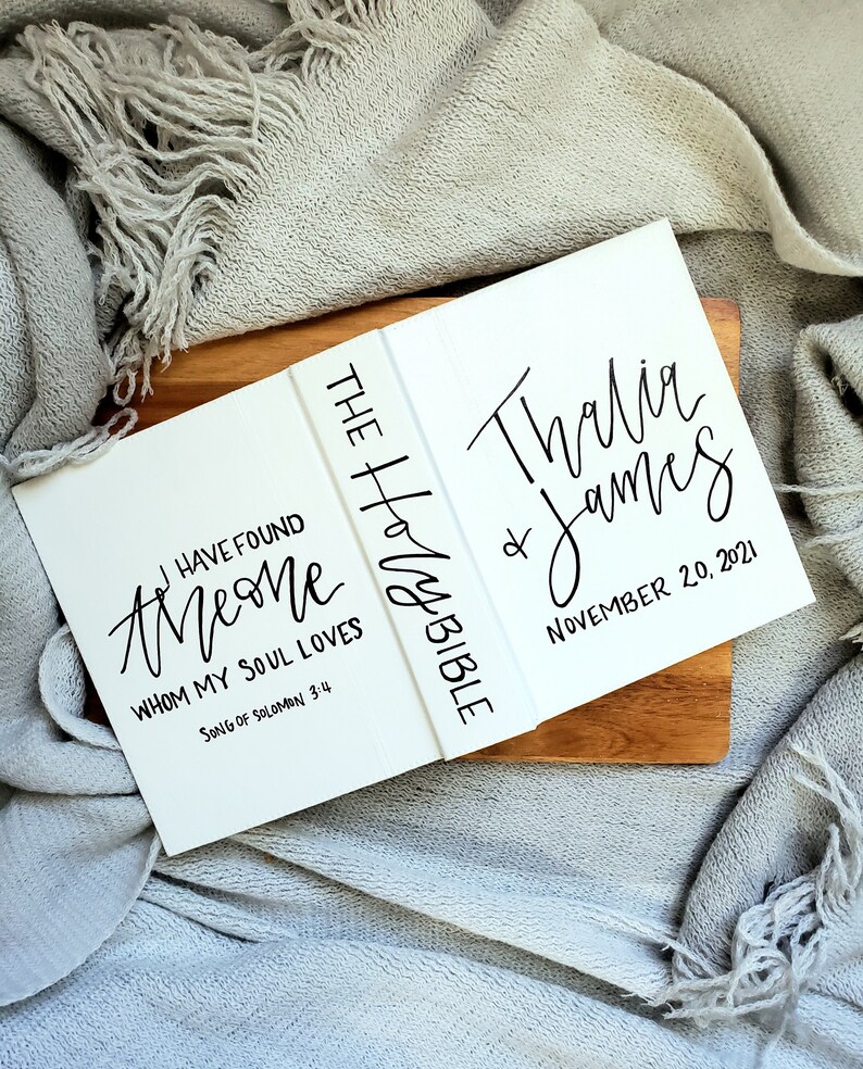 Textonly Painted Wedding Bible Guest Book Personalized Etsy