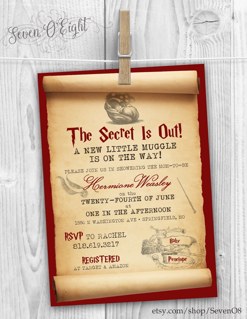 Harry Potter Inspired Shower Invitation Gryffindor