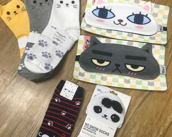 Cat Sleep Eye Masks/ Cat Socks/ Cat merch/ Gift for Cat Lover / Gift for Animal Lover/ Cat face mask/ cat clothes / sleepwear