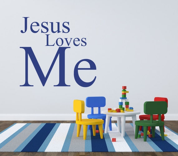 bible verse wall sticker jesus loves me wall decal | etsy
