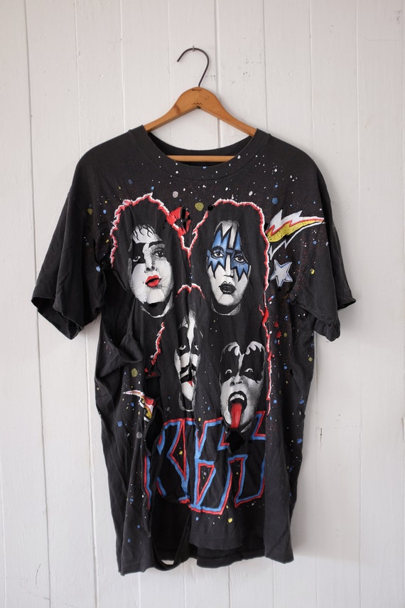 Rare - KISS 80s all over print shirt // vintage
