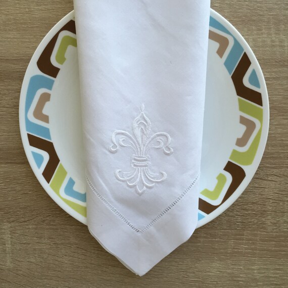 22 Inch Hemstitch White Luxury Linen Cloth Dinner Napkin Set Of 4