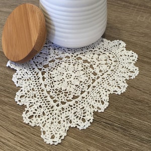 10&quot; Inch Heart Shaped Cotton Crochet Lace Doily Handmade White Wedding Craft Supplies Set of 12