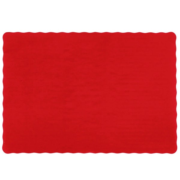 Red Paper Placemats with Scalloped Edge, 10" x 14" (Pack of 50)