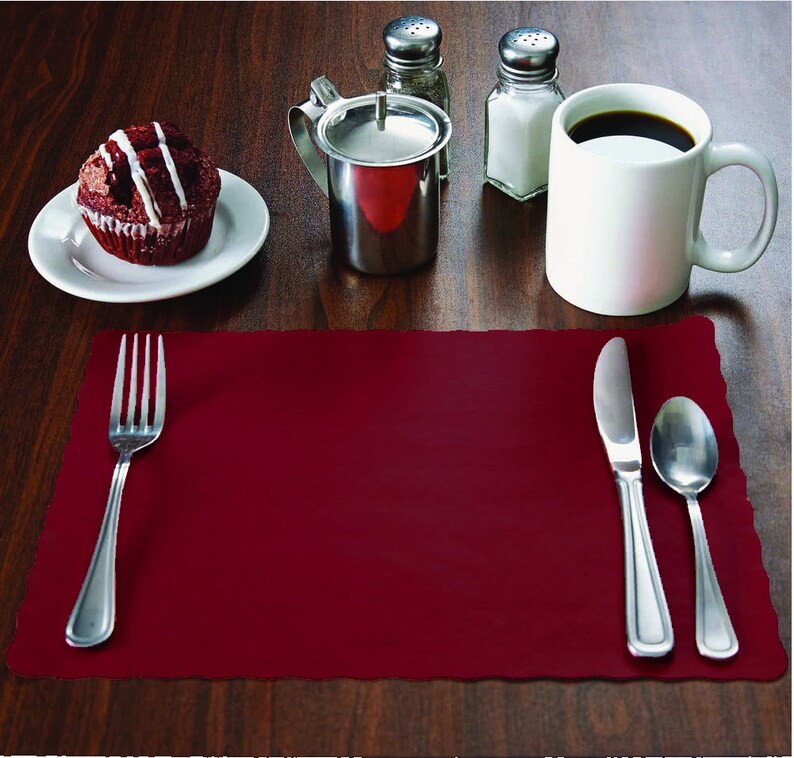 Burgundy Paper Placemats With Scalloped Edge 10 X Etsy