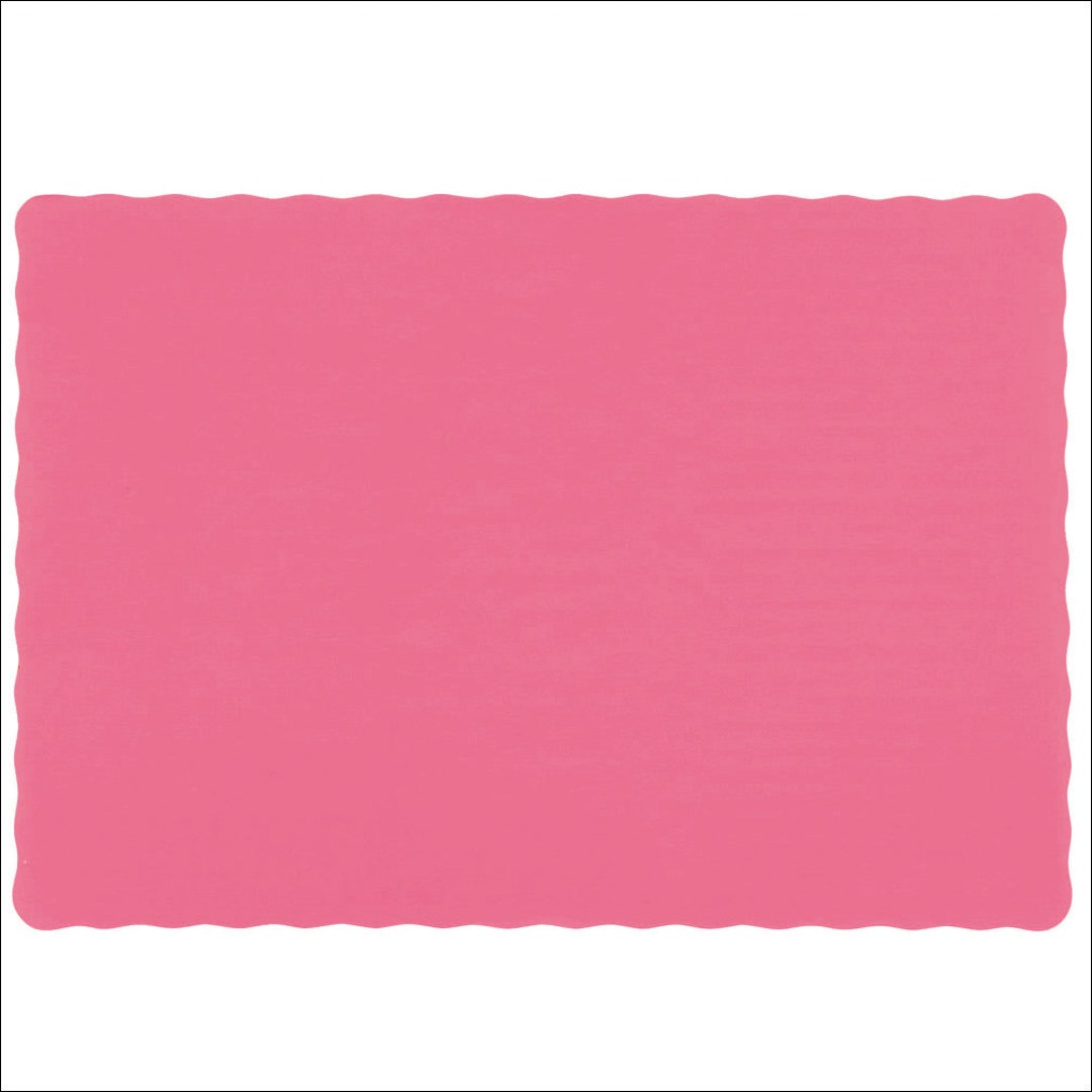 Watermelon Pink Paper Placemats With Scalloped Edge, 10 X 14 pack of 50
