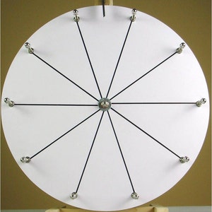 Woodwell 16 Inch White Tabletop Raffle Spinning Prize Wheel Game with 10 Slots Dry Erase Durably Strong Wood Design DIY Editable