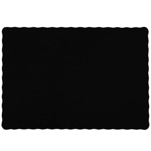 Black Paper Placemats with Scalloped Edge, 10" x 14" (Pack of 50) - HALLOWEEN DECO