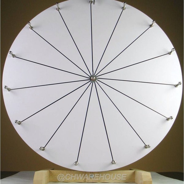 Woodwell White 24-Inch Spin to Win Casino Prize Wheel with 15 Editable Prize Slots Durable Wooden Tabletop Designed