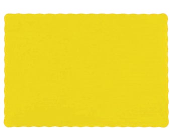 Yellow Paper Placemats with Scalloped Edge, 10" x 14" (Pack of 50)