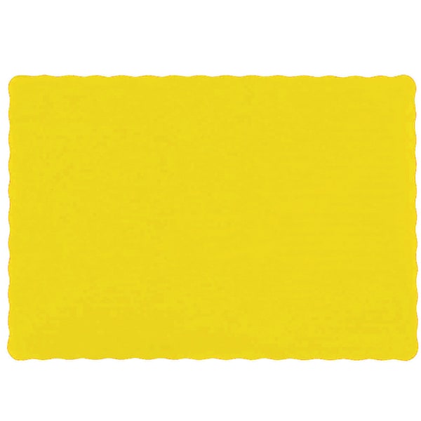 Yellow Paper Placemats with Scalloped Edge, 10" x 14" (Pack of 50)