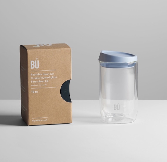 Double Walled Glass Coffee Cup with Lid | Insulated Travel Mug