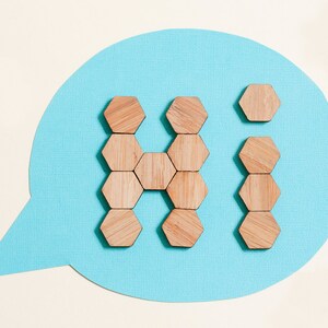 Hexagon Magnets, Neutral Magnets, Minimalist Magnets, Wood Magnets, Simple Magnets, Modern Fridge Magnets, Brown Refrigerator Magnets image 2