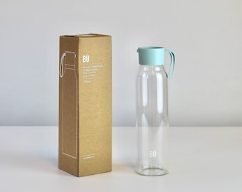 Återanvändbar vattenflaska i glas med valfritt kolfilter: BPA-fri, läckagesäker - Mint eller Blush