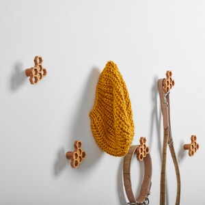 Honeycomb Wall Hooks Set, Hexagon Wall Hooks, Wood Wall Pegs, Single Wall Hook, Modern Wall Hook, Wall Towel Hook, Scarf Hook, Bee Coat Hook image 6
