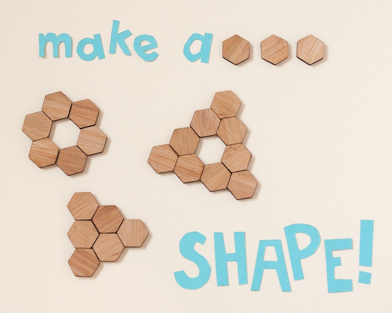 Hexagon Magnets, Neutral Magnets, Minimalist Magnets, Wood Magnets, Simple Magnets, Modern Fridge Magnets, Brown Refrigerator Magnets image 5