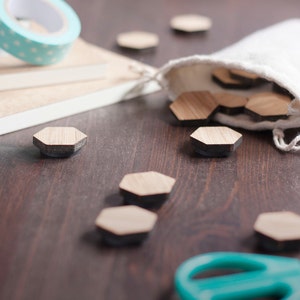 Hexagon Magnets, Neutral Magnets, Minimalist Magnets, Wood Magnets, Simple Magnets, Modern Fridge Magnets, Brown Refrigerator Magnets image 4