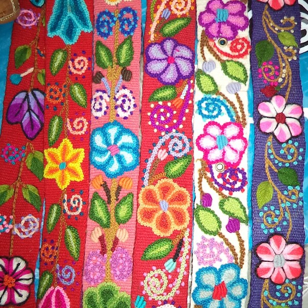 Handwoven/Hand Embroidered Flower belt from Peru