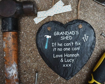 personalised shed sign custom grandad gift "If he cant fix it no one can" - Gift for grandad grandpa grampy bampy